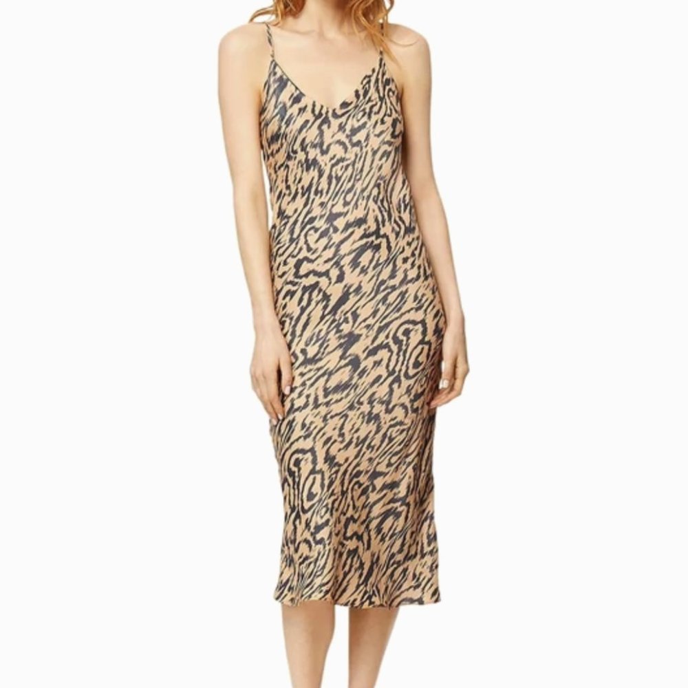 NWT Habitual Animal Print Slip Dress, S / Indian Tan Organic